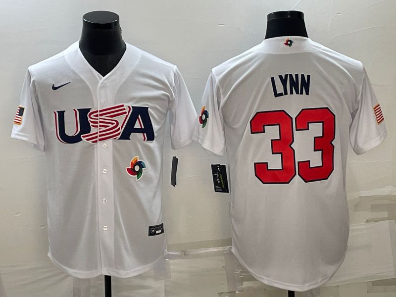 Men 2023 World Cub USA #33 Lynn White Nike MLB Jersey9->more jerseys->MLB Jersey